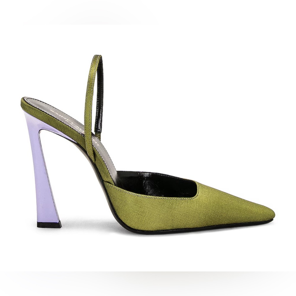 Saint Laurent - Tom Slingback Pump 38 in Lime Neo & Perry Lill